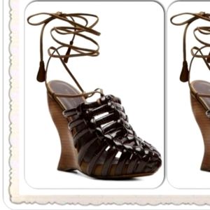 Bottega Veneta strap patent  wedge heels.  Size 8.5